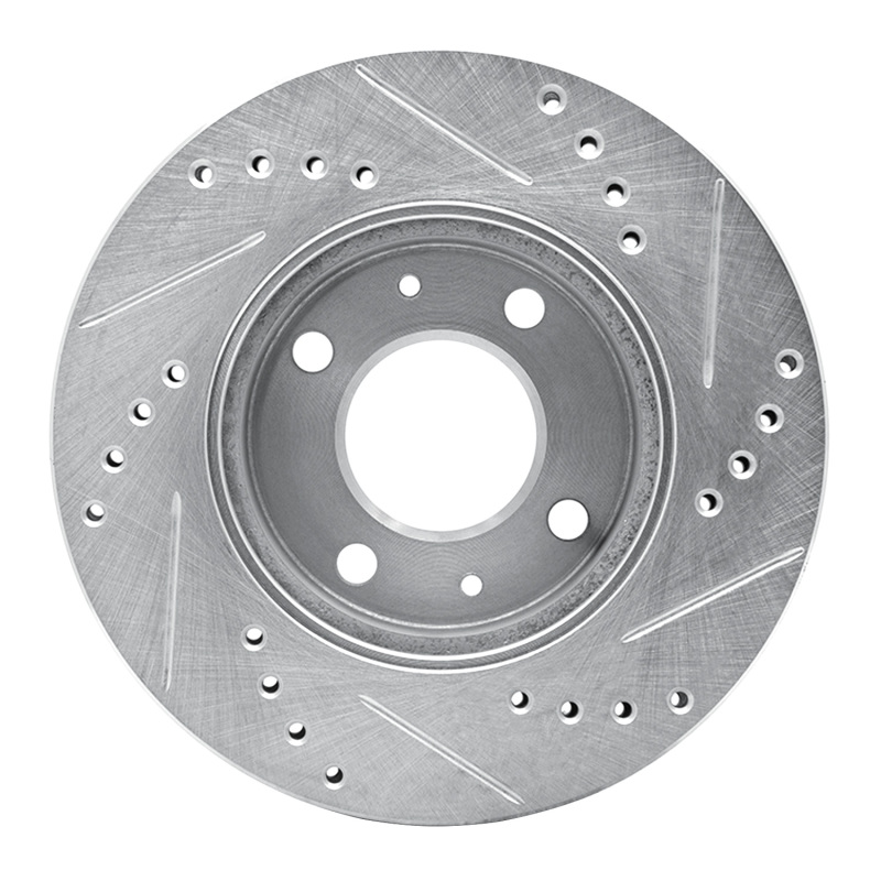 Dodge Verna Brake Rotor (1) - Front Left - R1 Concepts - Drilled & Slotted - Silver - `03-`06